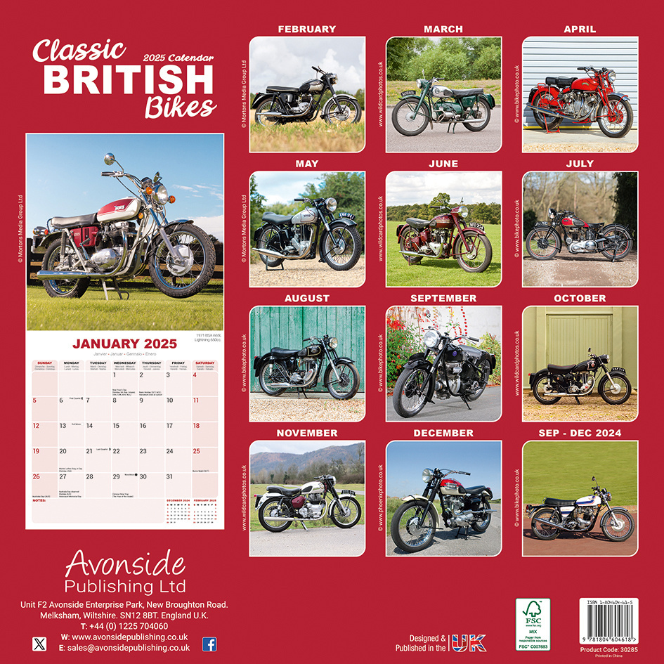 el Calendario de motos clásicas británicas 2025? Haz tu pedido