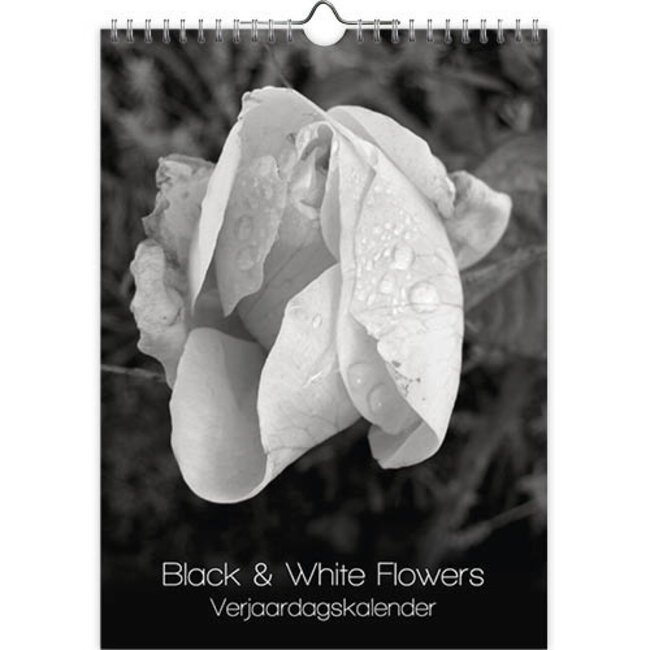 Calendario de cumpleaños Flores en blanco y negro