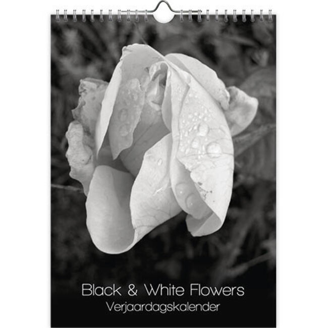 Comello Calendario de cumpleaños Flores en blanco y negro