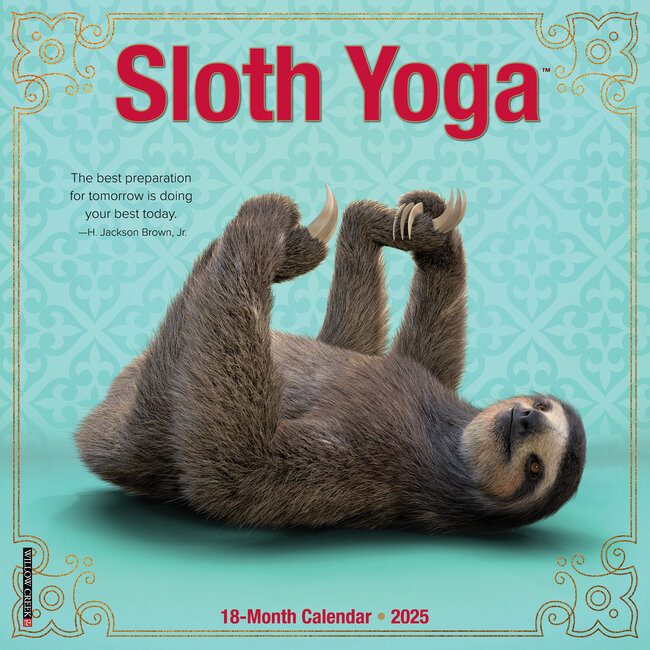 Sloth Yoga Calendar 2025 Mini