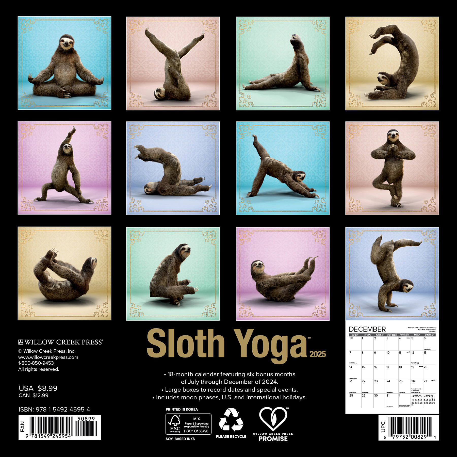 Acheter Sloth Yoga Calendar 2025 Mini ? Commande en ligne rapidement et