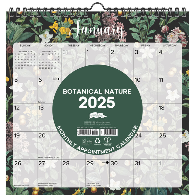 Calendario a spirale botanico 2025