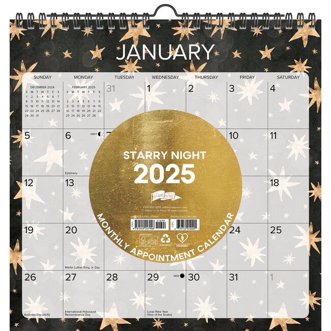 Calendario a spirale del cielo stellato 2025