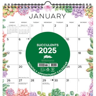 Willow Creek Succulents Spiral Calendar 2025