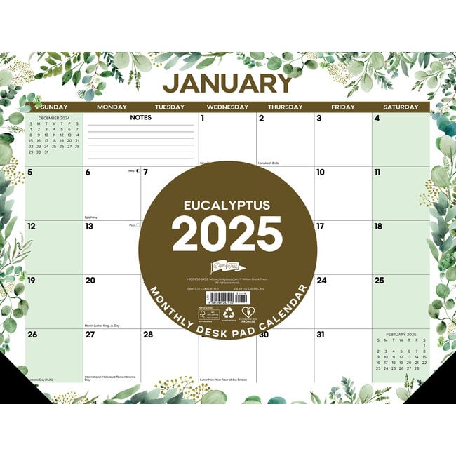 Eukalyptus Schreibtischunterlage - Tischkalender 2025
