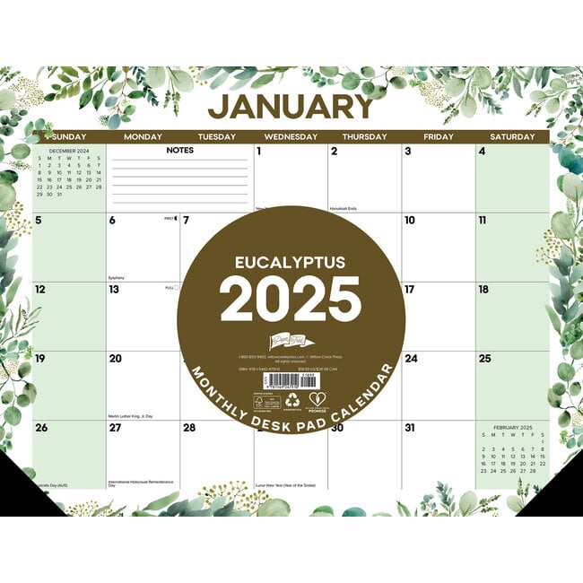 Sous-main Eucalyptus - Calendrier de bureau 2025