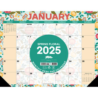 Willow Creek Sous-main floral printanier - Calendrier de bureau 2025