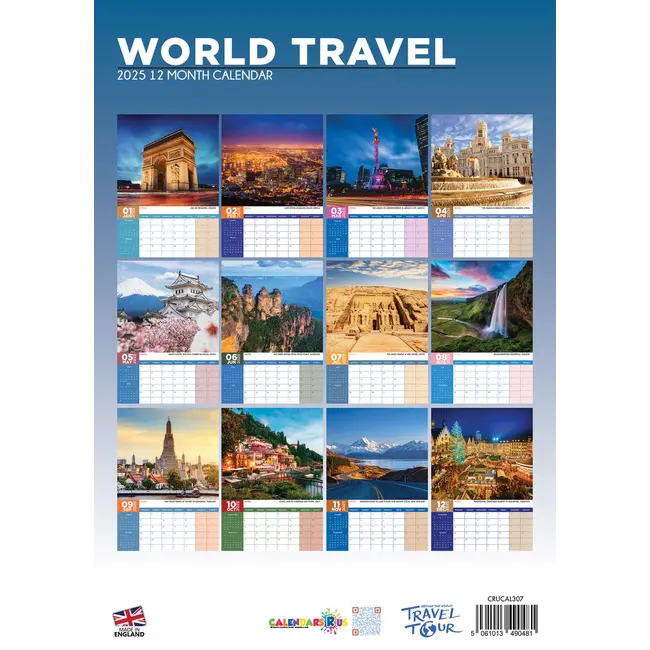 Calendrier A3 Voyages dans le monde 2025 ? Commande facilement et