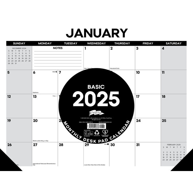 Basic Desk Pad Calendar 2025