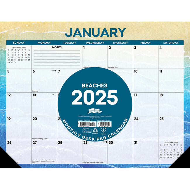 Willow Creek Strand-Schreibtischunterlage - Tischkalender 2025