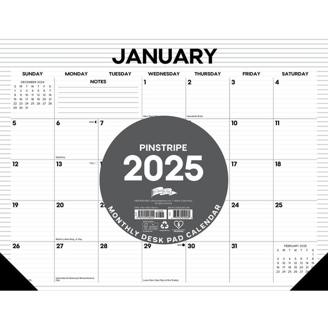 Calendario da tavolo a righe 2025