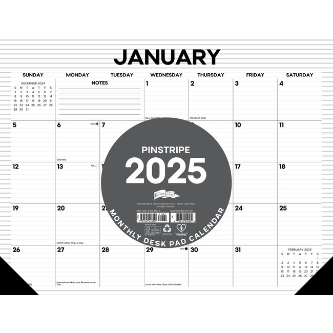 Stripes Desk Pad Calendar 2025