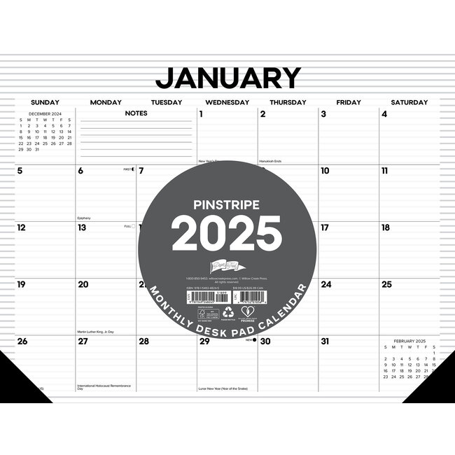 Willow Creek Strepen Desk Pad Kalender 2025