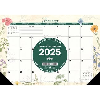 Willow Creek Botanical Desk Pad Calendar 2025 Narrow