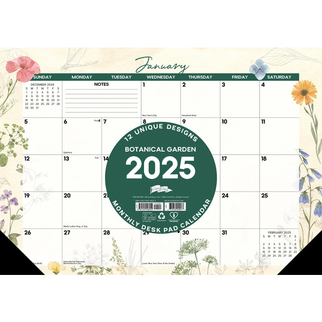 Botanical Desk Pad Calendar 2025 Narrow