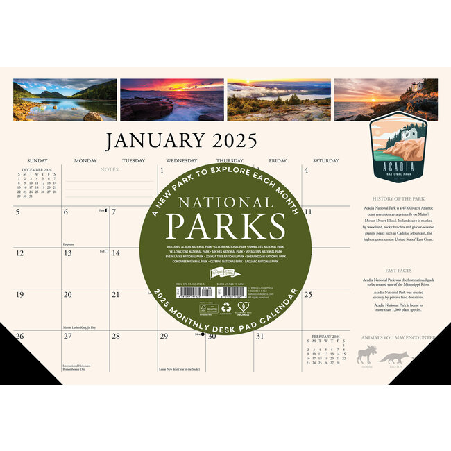 National Parks Desk Pad Kalender 2025 Smal