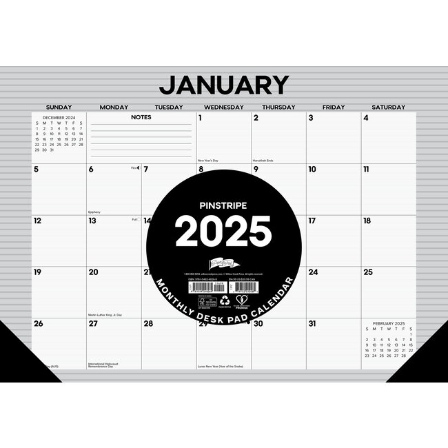 Strepen Desk Pad  Kalender 2025 Smal