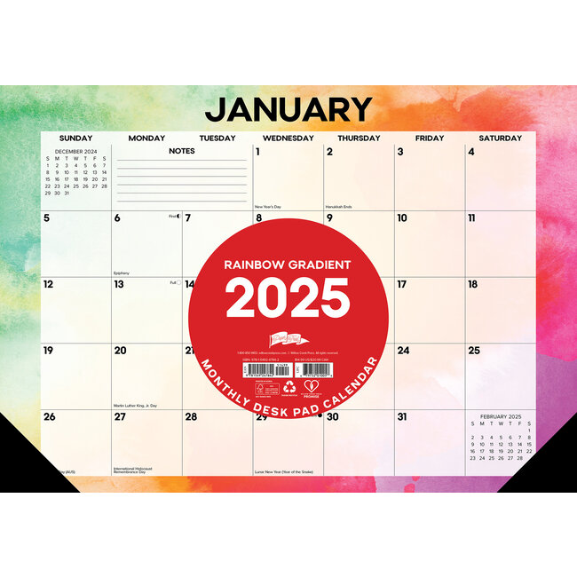 Regenboog Desk Pad Kalender 2025 Smal