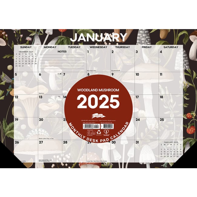 Bospaddenstoelen Desk Pad Kalender 2025 Smal