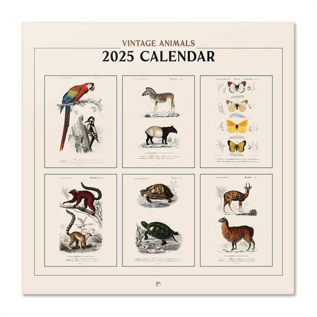 Vintage Dieren Kalender 2025