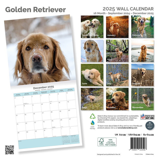 Golden Retriever Wandkalender 2026 - 29,7x42cm Mit Süßen Hunde-Motiven