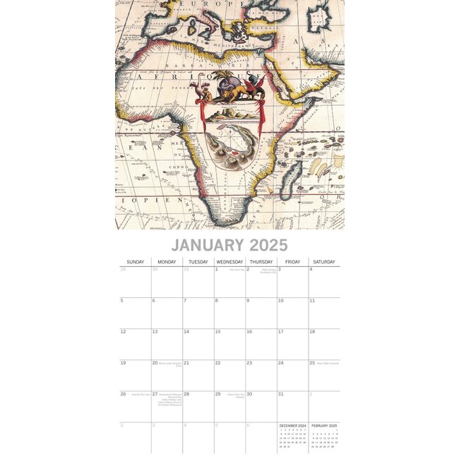 The Gifted Stationary Antique Maps Calendar 2025