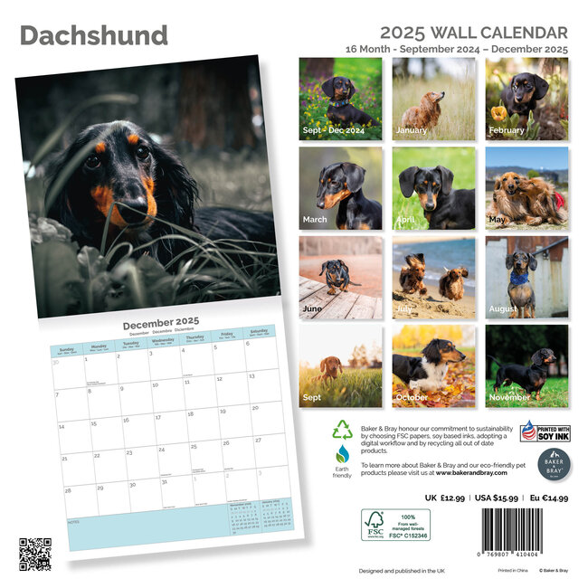 Calendrier De L'Avent Teckel 2025 - 24 Pendants Acrylique 2D | Décoration Noël Compte à Rebours | Cadeau Festif