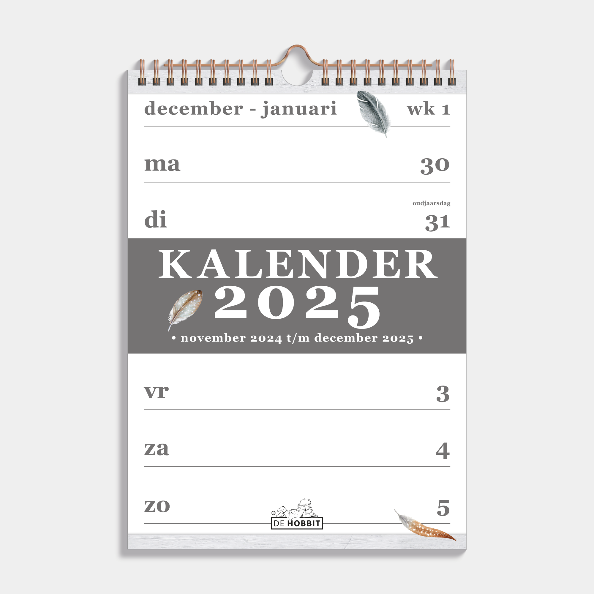 De Hobbit A4 Spiral Calendar 2025 Feathers