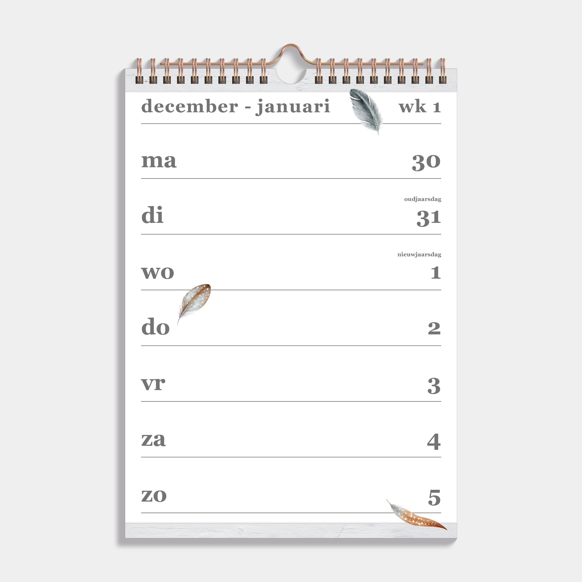 De Hobbit A4 Spiral Calendar 2025 Feathers