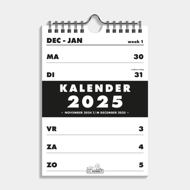 Calendario espiral A5 2025 Negro