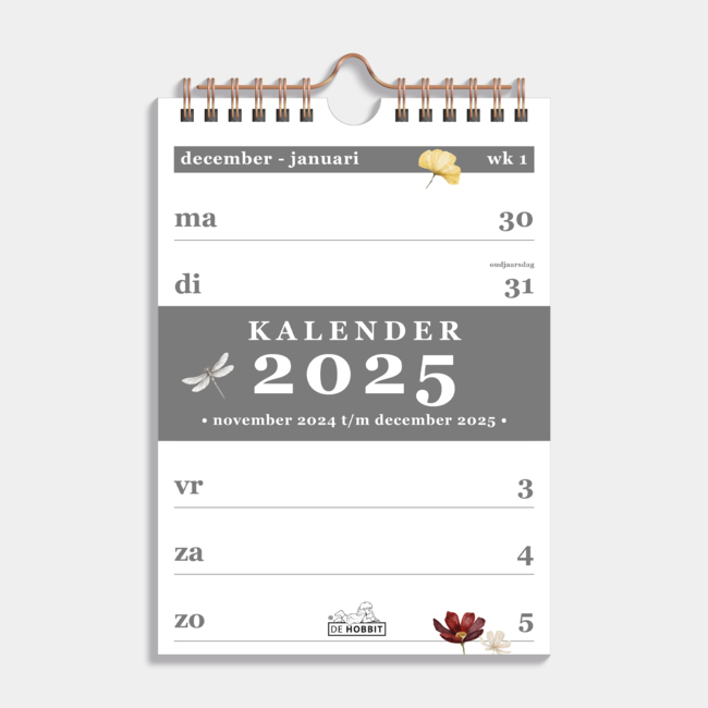 A5 Spiral calendar 2025 Fieldflowers