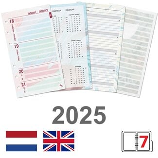 Kalpa Personal Organiser Pocket Agenda Inset Woche NL 2025 Blumen