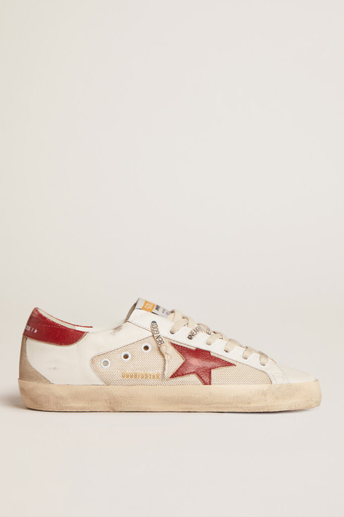 golden goose super-star double quarter with spur cream/white/red/beige