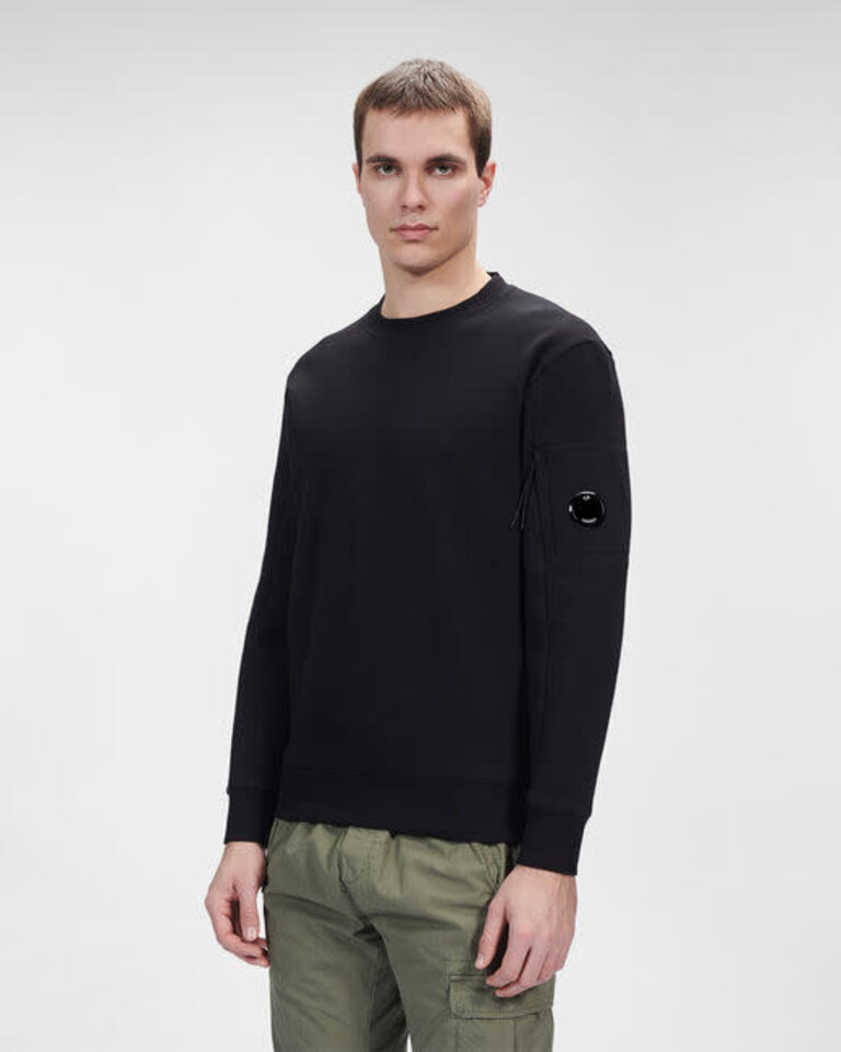 cp company Sweatshirts crew neck diagonal raised fleece black