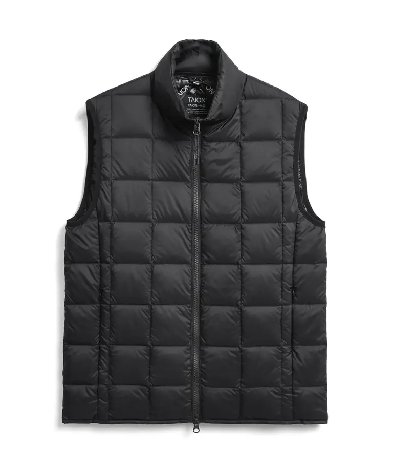 taion hi neck w-zip down vest black
