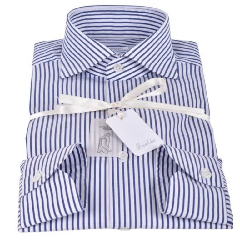 Fralbo shirt regular handmade stripes blue
