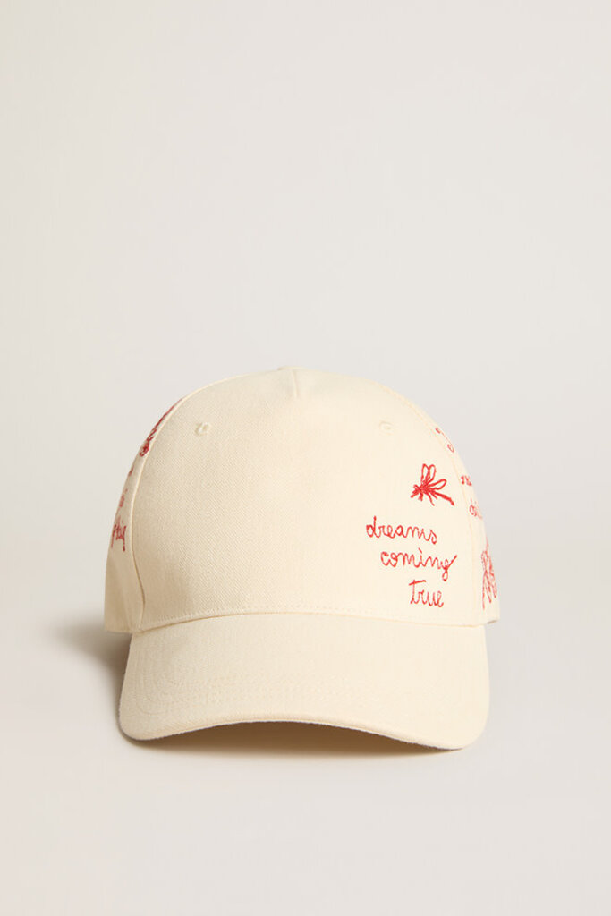 golden goose Baseball hat milton canvas dreams embroidery Natural/Red