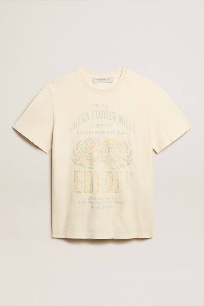 golden goose T-shirt regular golden flower mils Heritage white/multicolors