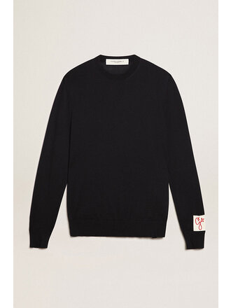 golden goose GOLDEN M'S REGULAR KNIT CREW NECK LIGHT WOOL MERINO NAVY