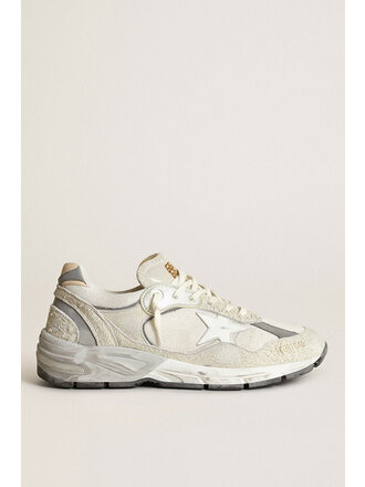 golden goose RUNNING DAD NET AND SUEDE UPPER LEATHER STAR AND HEEL SUEDE SPUR