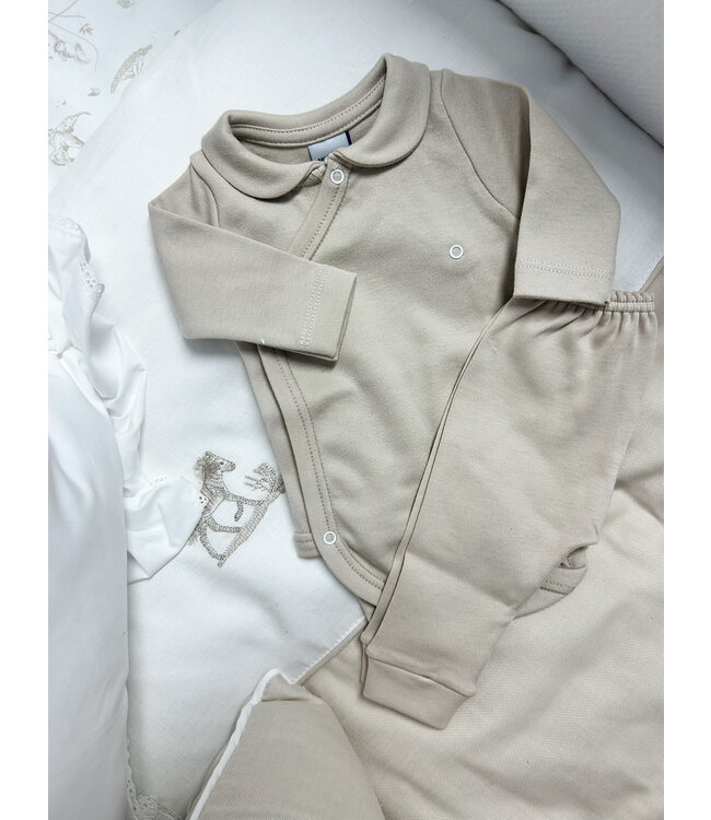 Body/Romper zijsluiting ronde kraag (sand) - Babidu