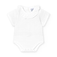 Body/Romper tetra + kraagje (wit) - Babidu