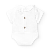Body/Romper tetra + kraagje (wit) - Babidu
