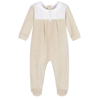 Babypakje velours kraagje + strik (sand) - Babidu