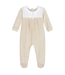 Babidu: Babykleding Babypakje velours kraagje + strik (sand) - Babidu