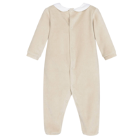 Babypakje velours kraagje + strik (sand) - Babidu