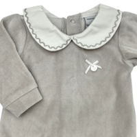 Babypakje kraagje velours (grijs) - Babidu