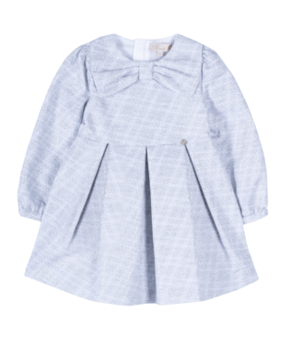 Pureté: Babykleding Jurk Pied de Poule + strik (zilver) - Pureté