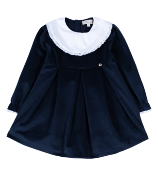 Pureté: Babykleding Jurk Velvet + ronde kraag (donkerblauw)
