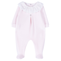 Babypakje velours met grote broderie kraag - Pureté